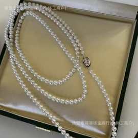 淡水珍珠毛衣链可叠戴长款项链4.5-5mm法式高级感S925元宝扣