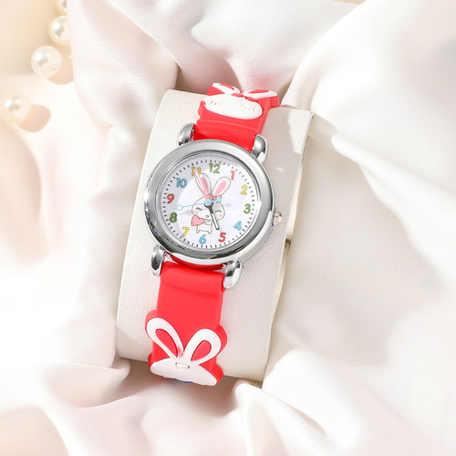 New Cute Cartoon Rabbit Silicone Quartz Watch for Kids, Boys and Girls, with Timer