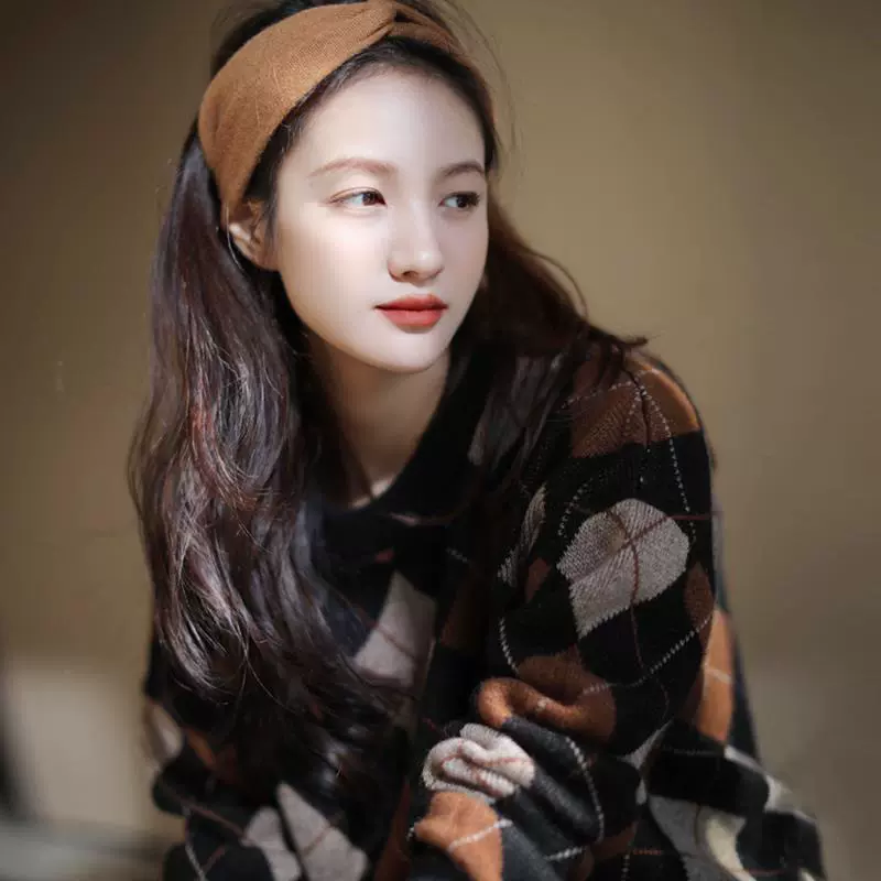 Свитер UMOOIE в стиле ретро, коричневого цвета, с узором аргайл, богатый и стильный, вязаный.