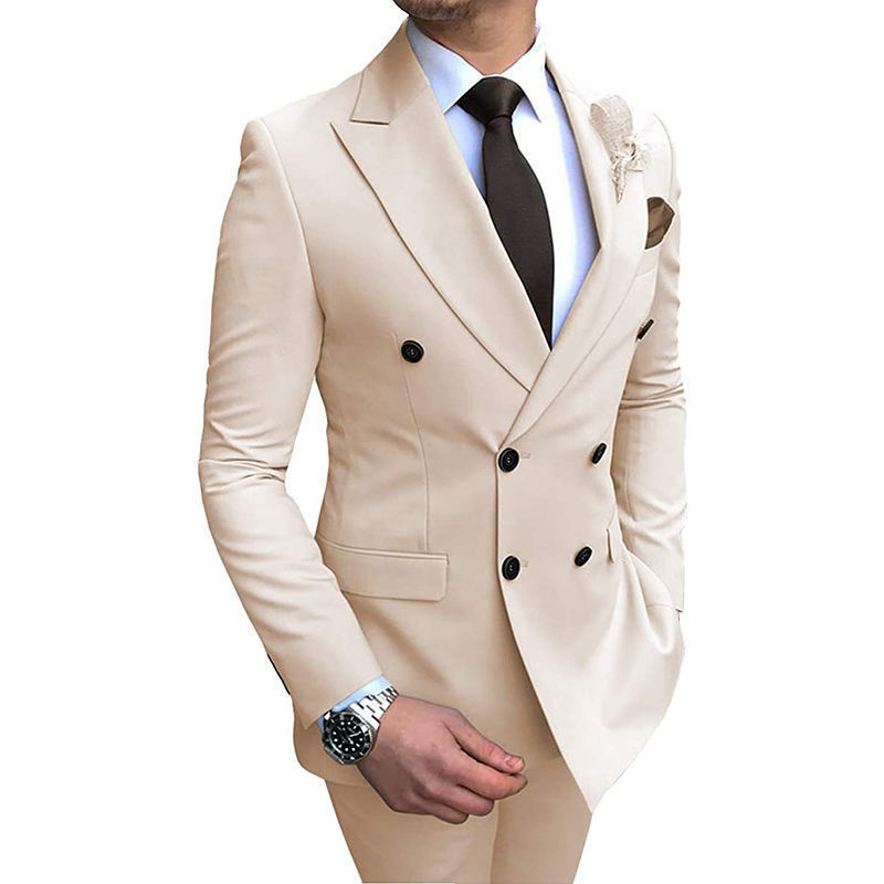 Double-breasted Suit Men's Slim-fit Suit Performance Suit Groom Dress Prom Host Dress