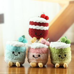 Fun Simulation Cherry Gradient Cake Plush Pendant Cute Birthday Gift Fruit Doll Doll Bag Accessories
