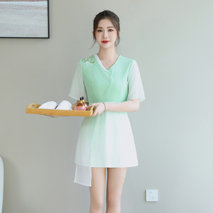 New Foot Bath Technician Work Clothes Women's High-end Foot Therapy Shop Ear-picking Health Hall Club Skirt suit 2025 Spring
