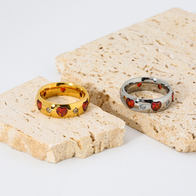 Joyería Al Por Mayor Estilo Simple Estilo Clásico Forma De Corazón Acero Inoxidable 304 Enchapado Anillos display picture 8