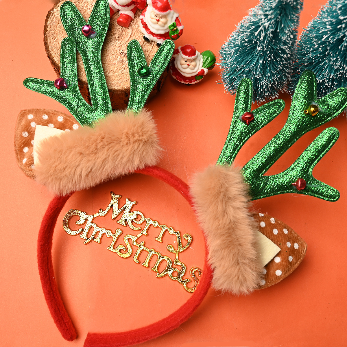 Cruz-frontera Navidad corneta lentejuelas campana diadema horquilla de Navidad dulce lindo fiesta diadema accesorios para el cabello tocado