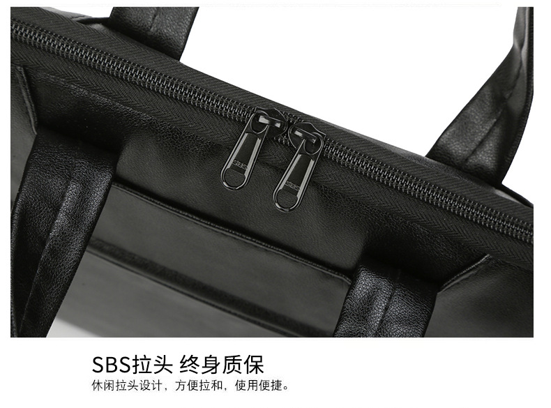 Portable Laptop Bag Autumn Pu Fashion Simple Black Men's Handbag display picture 5