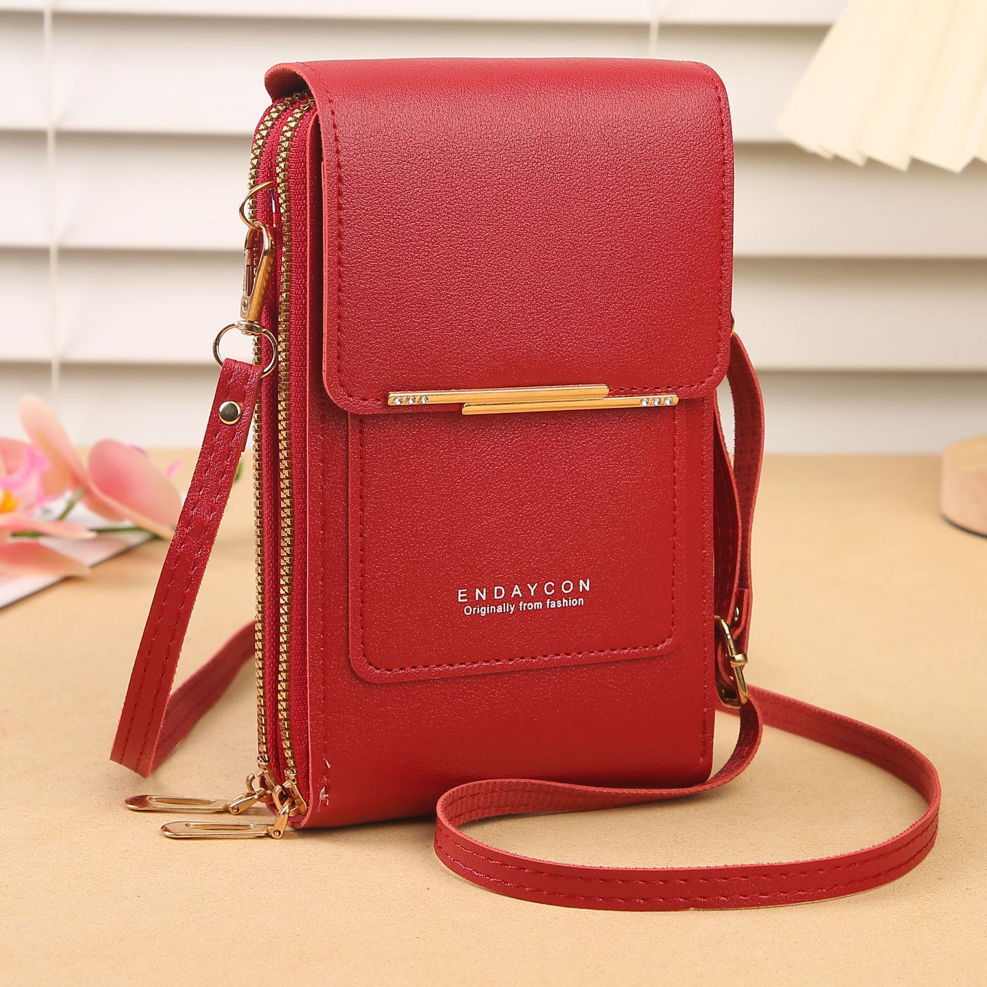 Pantalla táctil directa de fábrica BOLSA DE TELÉFONO MÓVIL bolsa de mensajero femenina bolsa de teléfono móvil coreana multifunción clave cremallera vertical cartera femenina