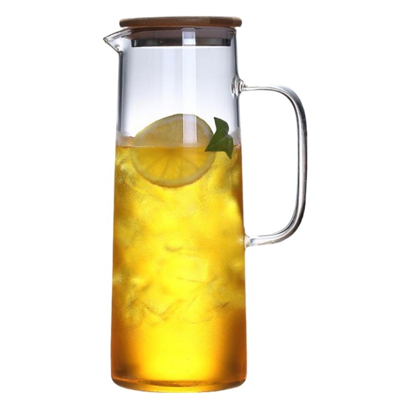 Jarra de Vidrio de Borosilicato para Agua Fría, con Tapa de Acero o Bambú, Gran Capacidad