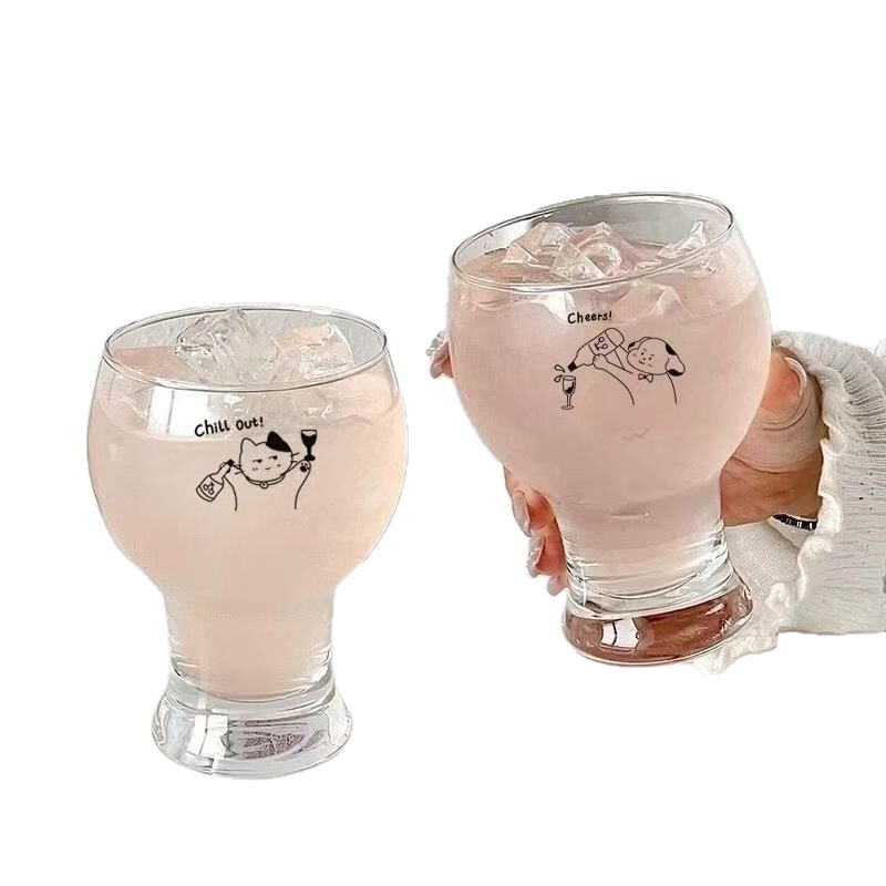卡通玻璃杯ins高颜值啤酒杯稀奇古怪家用高脚杯果汁饮料杯水杯子|undefined