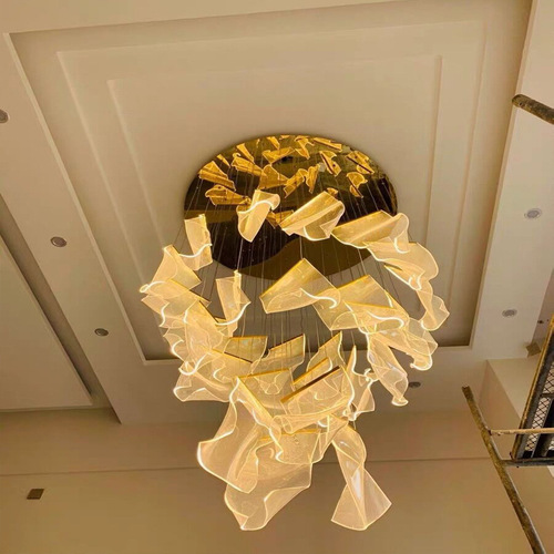 Large chandelier for duplex building, post-modern, simple, light luxury, living room lamp, creative Nordic lamp, staircase, restaurant hall lighting