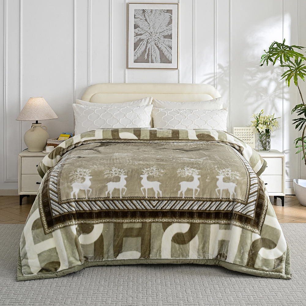 Nueva franela de leche gruesa de comercio exterior, manta de impresión cálida y agradable para la piel en invierno, manta de sofá, manta transfronteriza