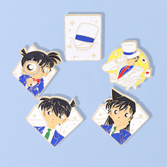 Japanese animation Detective Conan merchandise, second dimension badge accessories, Kudo Shinichi, Moriyama Ran cartoon character fans' brooch 