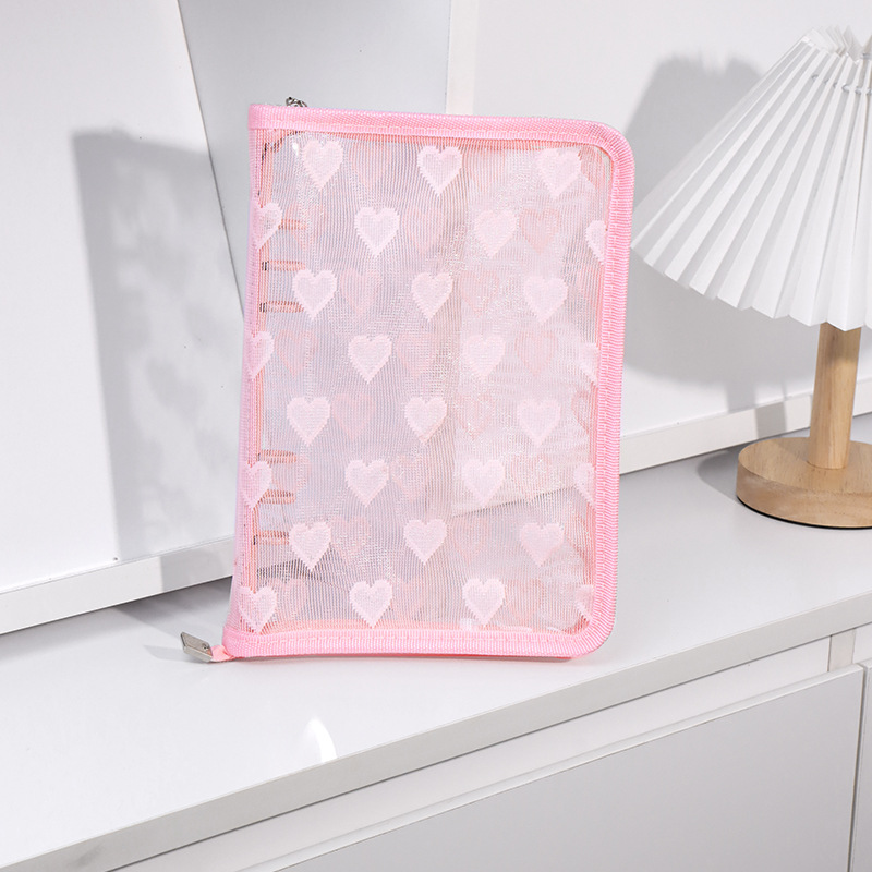 Japonés y coreano ins brillo de 6 agujeros de hojas sueltas cuaderno cremallera borde transparente brillo estrella persiguiendo libro Shell en stock