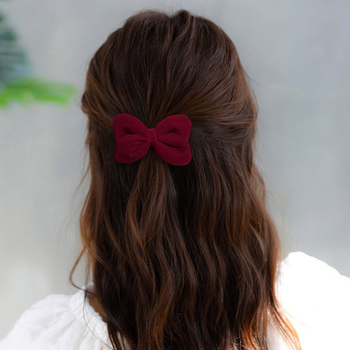 Kids Cute wine black color bow hairpin hair side clip for Girls bow tie hairpin headdress fairy dress hair clip for woman