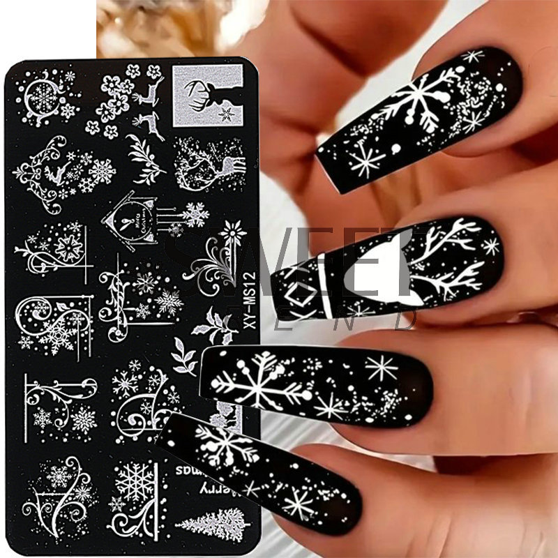 XY Christmas series nail printing steel plate special transfer seal nail polish elk snowflake pattern printing template