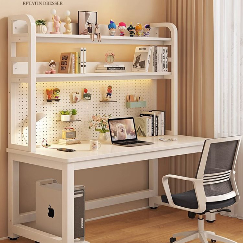 Hole-In-The-Wall Desk Storage Rack Household Simple Desk Bookshelf Combination Table Simple Steel Computer Desk Multi-Layer Desk