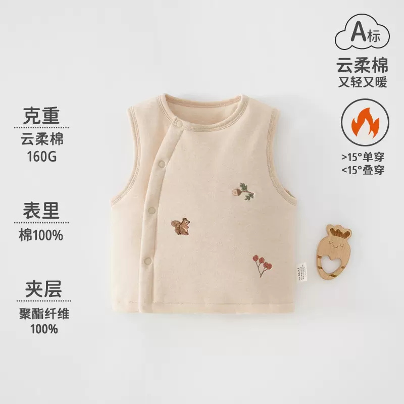 儿童马甲秋冬季夹棉保暖婴儿上衣儿童坎肩男女宝宝加厚绣花背心