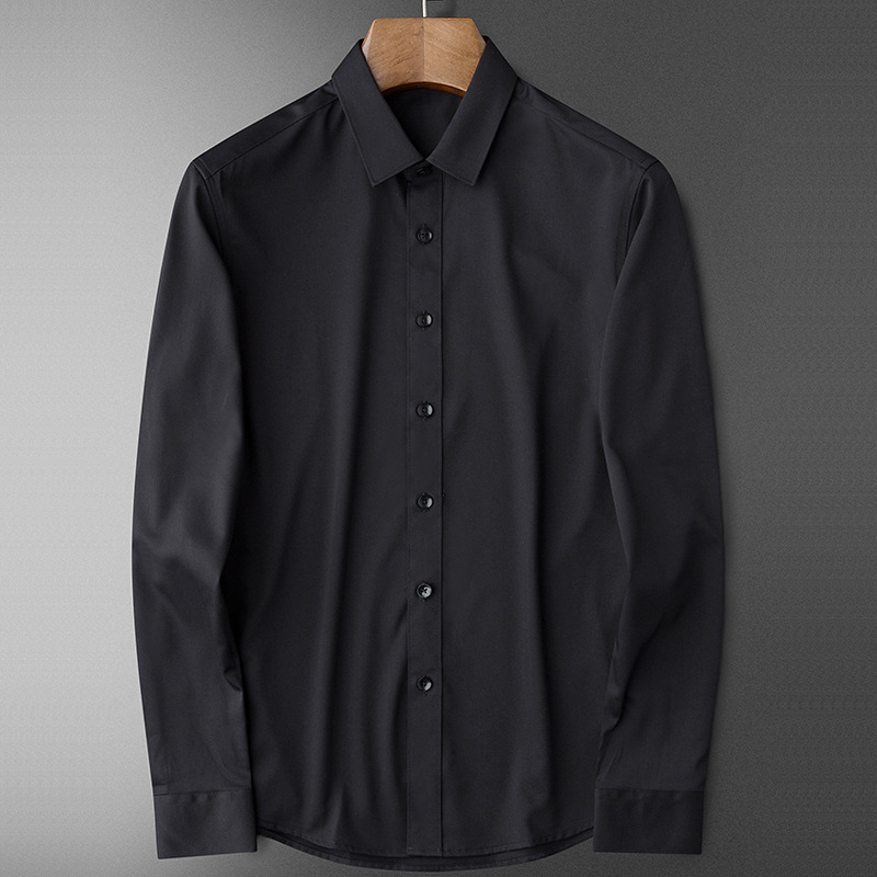 2024 Nuova camicia da uomo professionale a maniche lunghe per affari leggeri, vestibilità slim, senza stiratura, tinta unita, di alta qualità, grande_voghion.com