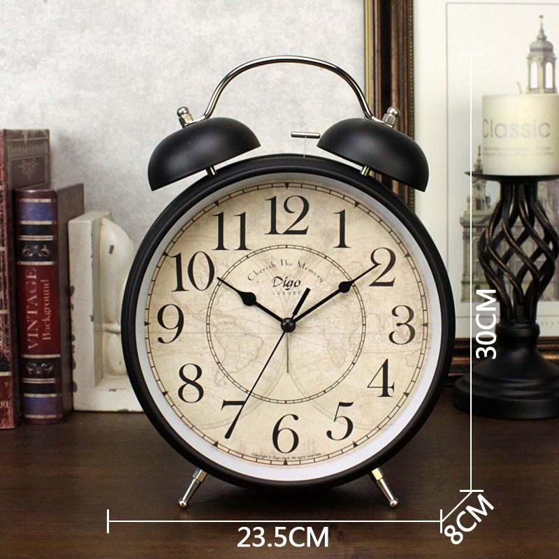 Living Room Clock Ornaments Desktop Retro Clock Pendulum Table Clock Tv Cabinet Home Oversized Alarm Clock Horseshoe Watch