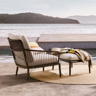 Nordic Leisure Balcony Small Sofa Lazy Lounge Rattan Creative Chair Table and Chair Coffee Table Simple Three-Piece Courtyard Combination