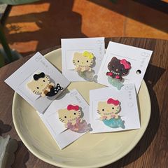 春夏新作 アセテートキティダッククリップ リボンマーメイドパール サイドクリップ 高級ダックビルクリップ スイート