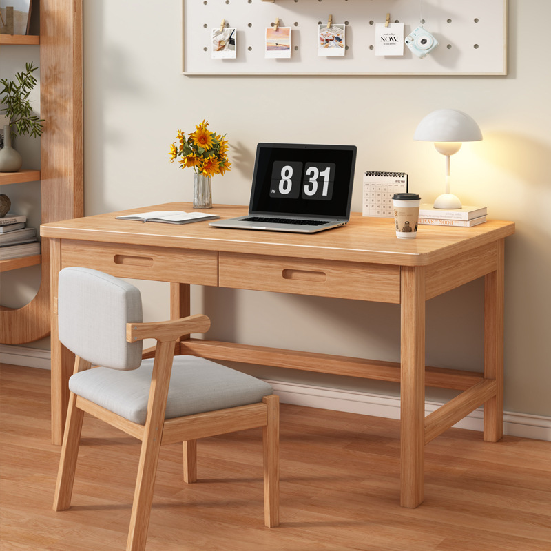 Desk Home Writing Desk Bedroom Simple Rectangular Solid Wood Table with Drawer Office Workbench Computer Table
