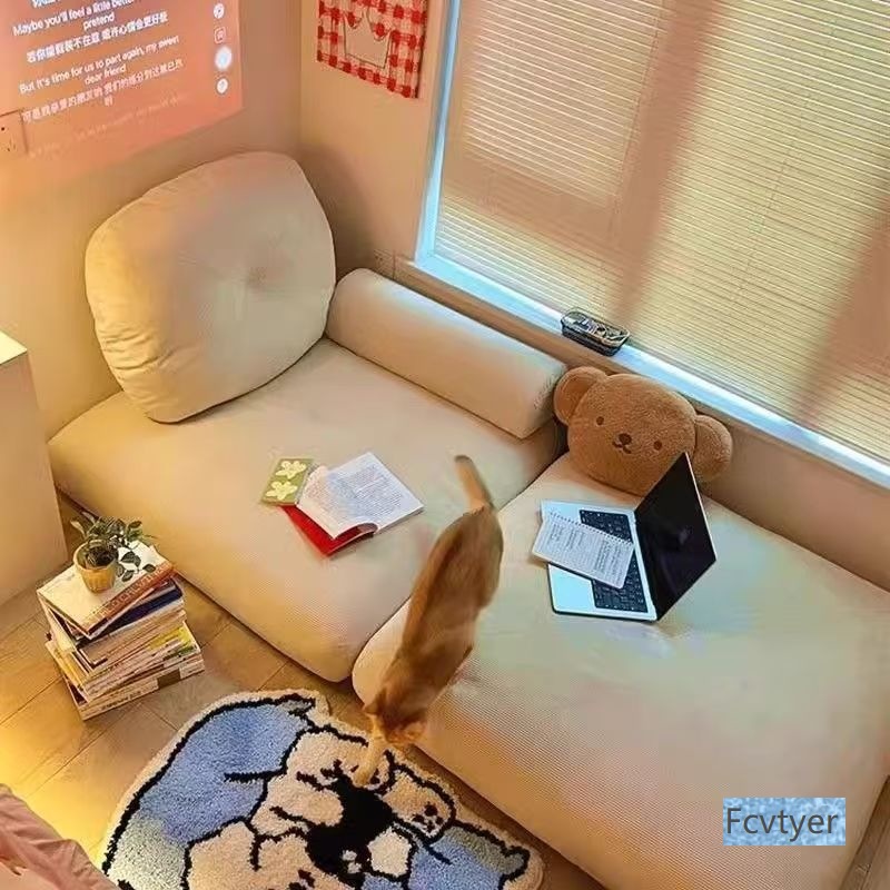 Suxiaoqin Cream Tajik Module Single Living Room Sofa Small Apartment Sofa Bed Dual-Purpose Lazy Sofa Tofu Block