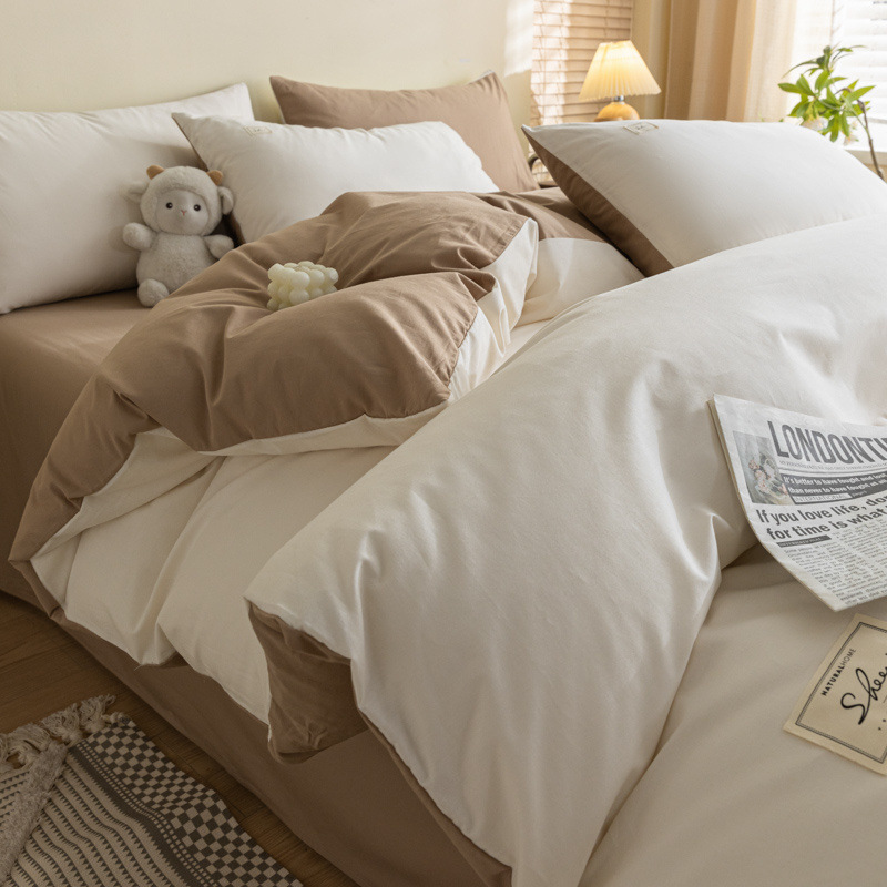 Nueva cubierta de edredón de algodón lavado con agua de una sola pieza de invierno y otoño de algodón puro para una sola persona 150x200 edredón de cuatro piezas