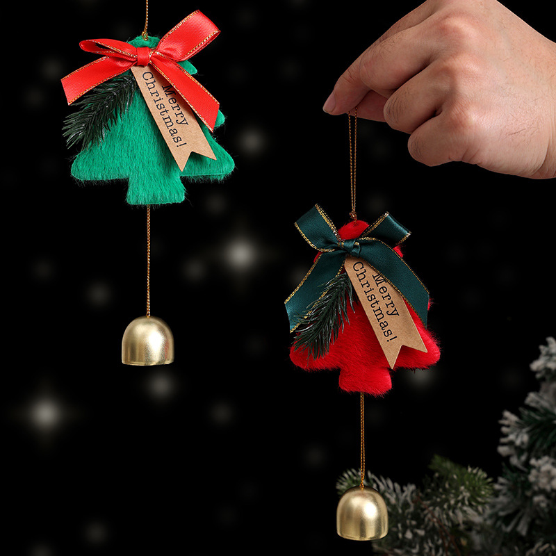 Cross-border Christmas decorations, Christmas tree bells, doorbell pendants, plush bows, car hanging wind chimes
