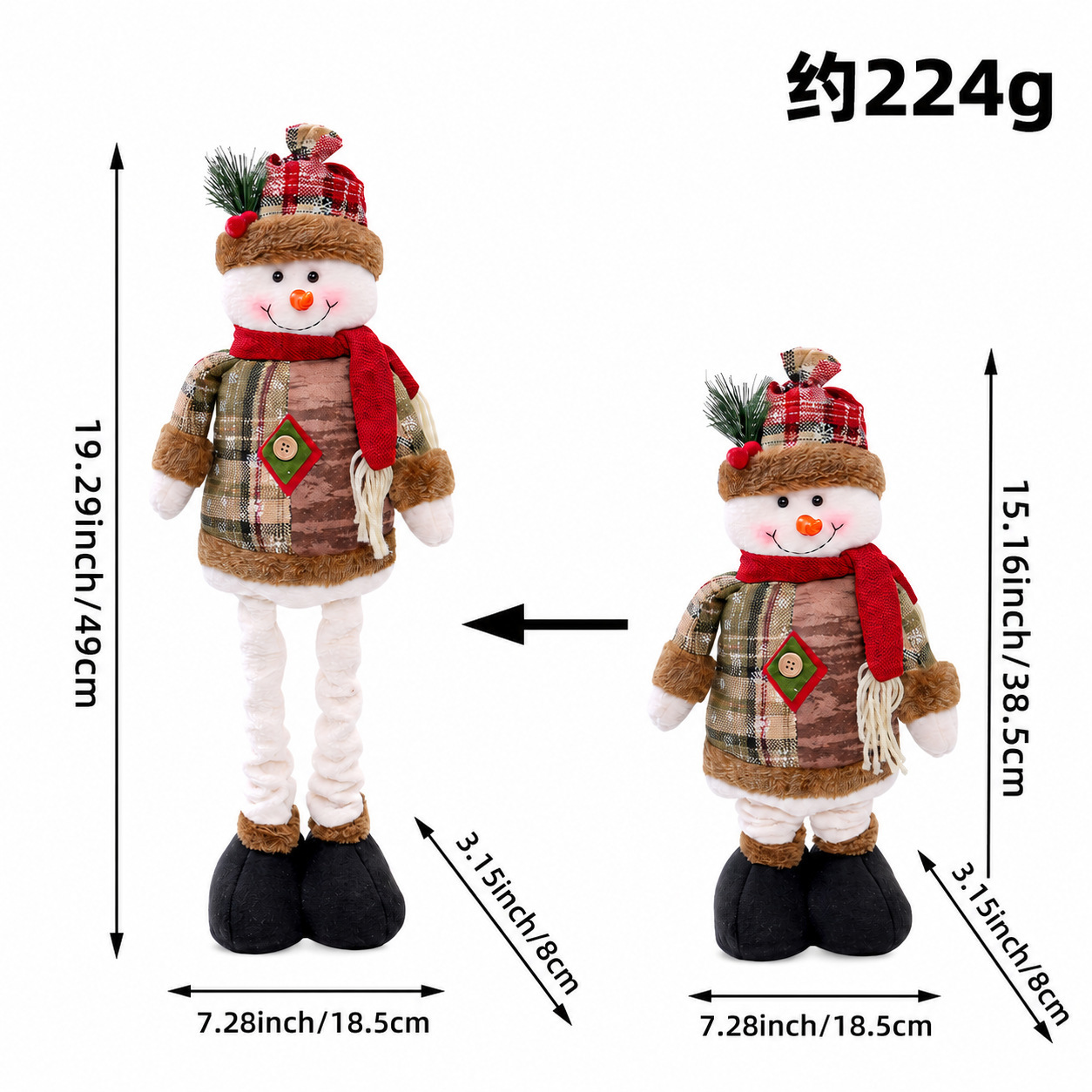 Navidad transfronteriza europea y americana rural retro tejido retráctil piernas viejos muñecas de nieve muñecas de alce adornos juguetes de peluche