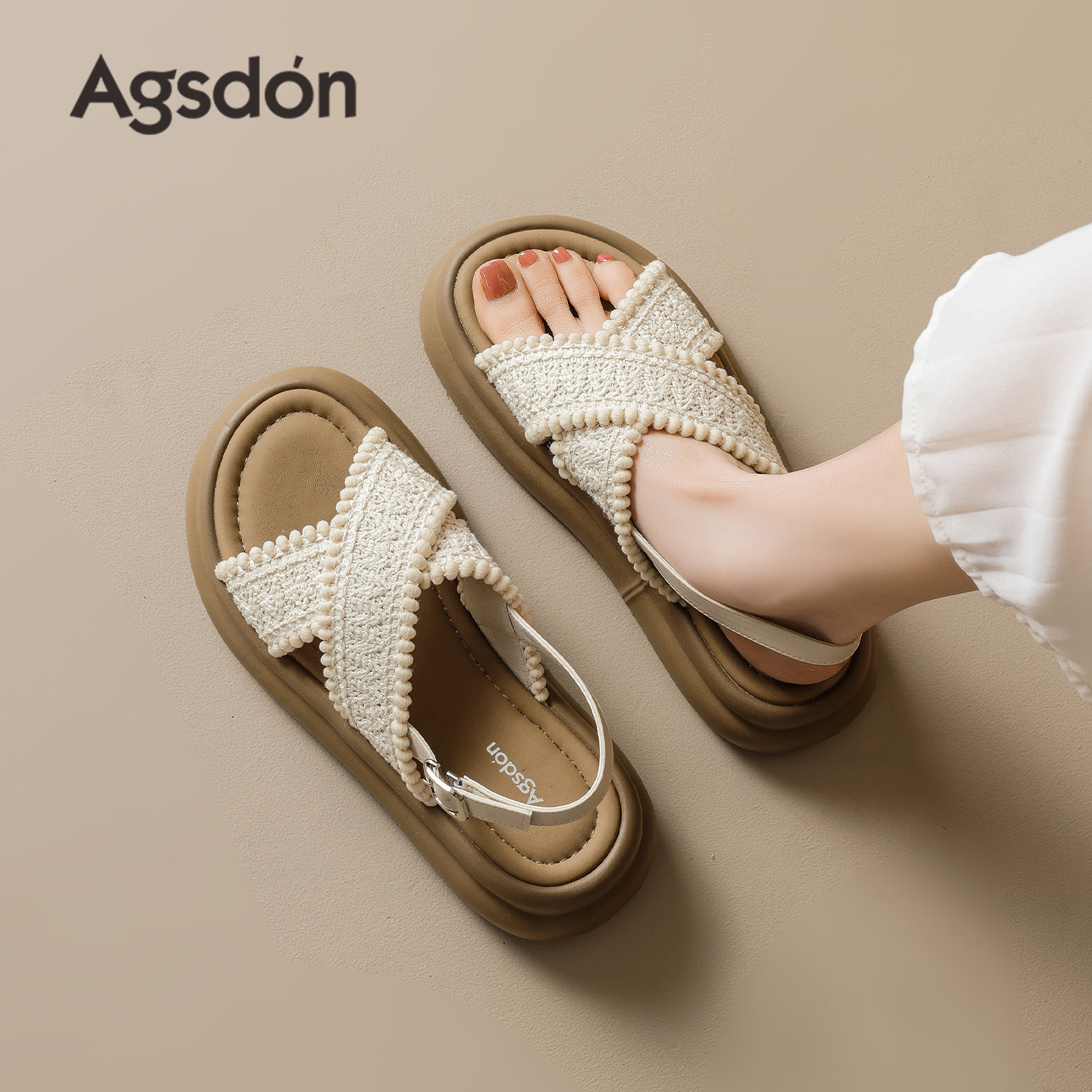 Sandalias Augu Shiden de suela gruesa para mujer, nuevo estilo verano 2026, ideales para usar con faldas, pantuflas deportivas casuales sin cordones.