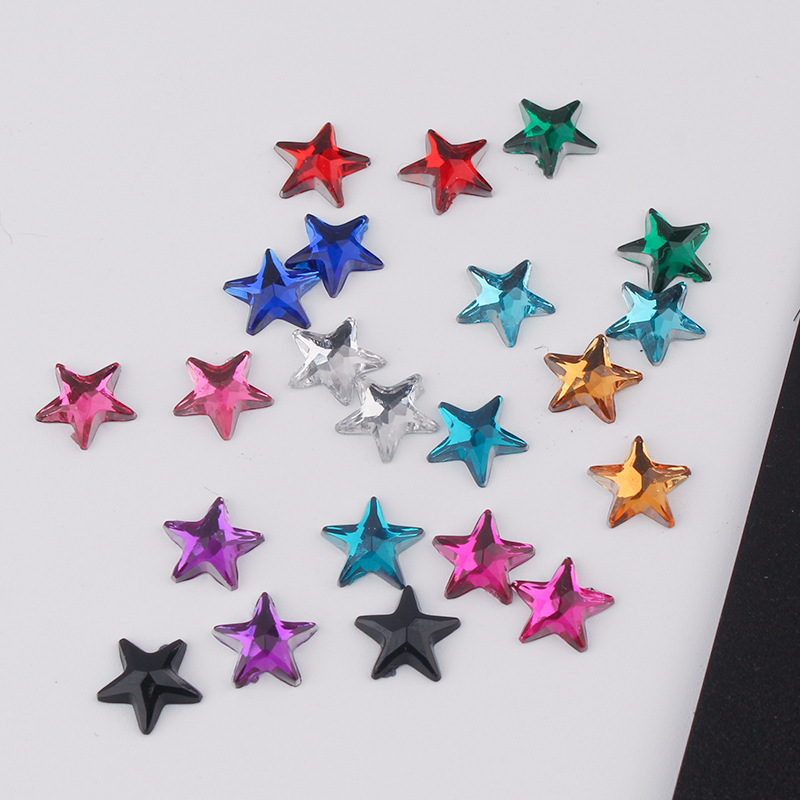 8mm Flats Bottom Diamond Rhinestone Non-Porous Acrylic Five-Pointed Star Nail Art Jewelry DIY Clothing Accessories Handmade Materials