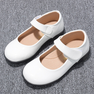 Girls White Leather Shoes Children's Shoes Piano Performance Show Princess Shoes Little Girls Flag Raising Etiquette Student Shoes