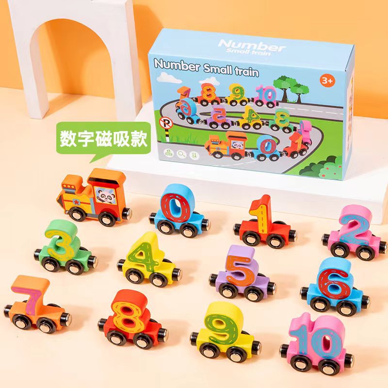 Juguetes magnéticos infantiles cognitivos magnéticos pequeños trenes digitales de empalme de bloques de construcción tesoro de educación temprana órbita inteligente bebé