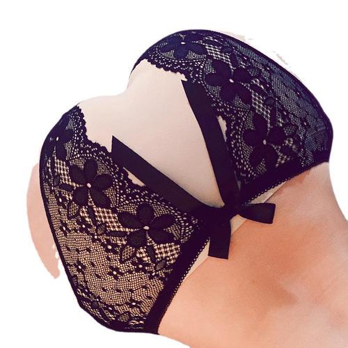 Dan Jiao Xiyun sexy lingerie sexy open crotch free panties lace print see-through women's briefs