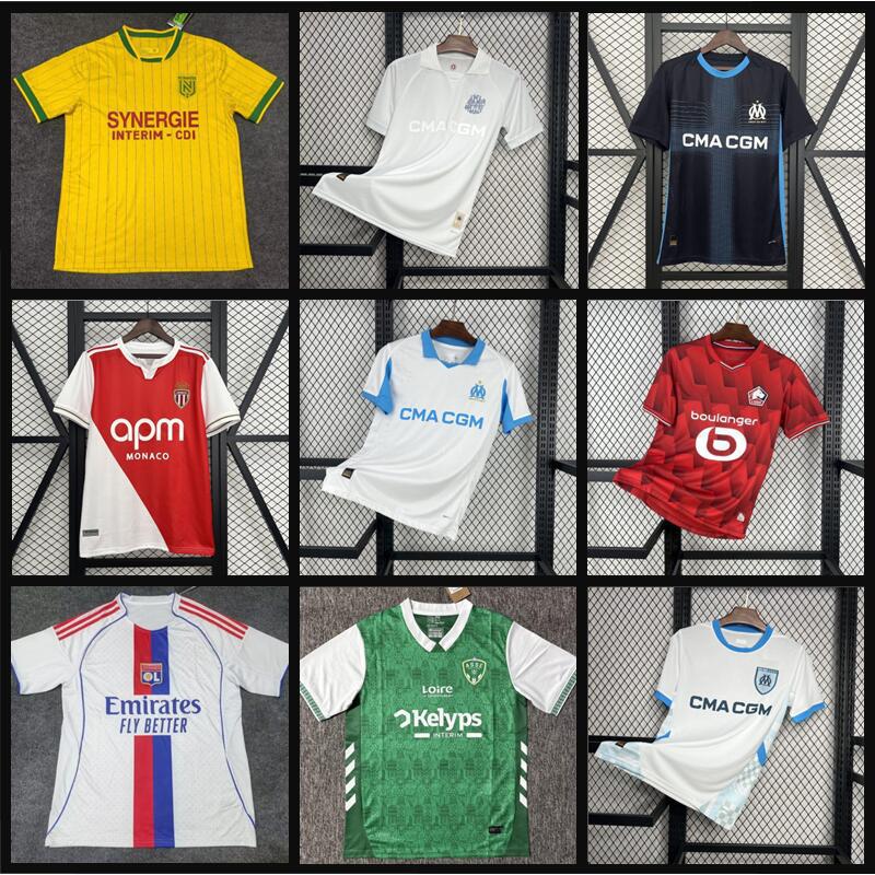 2425 French Club Marseille Lyon Monaco Sports Football Jersey Short-Sleeved Home and Away Number-Printed Jersey for Men