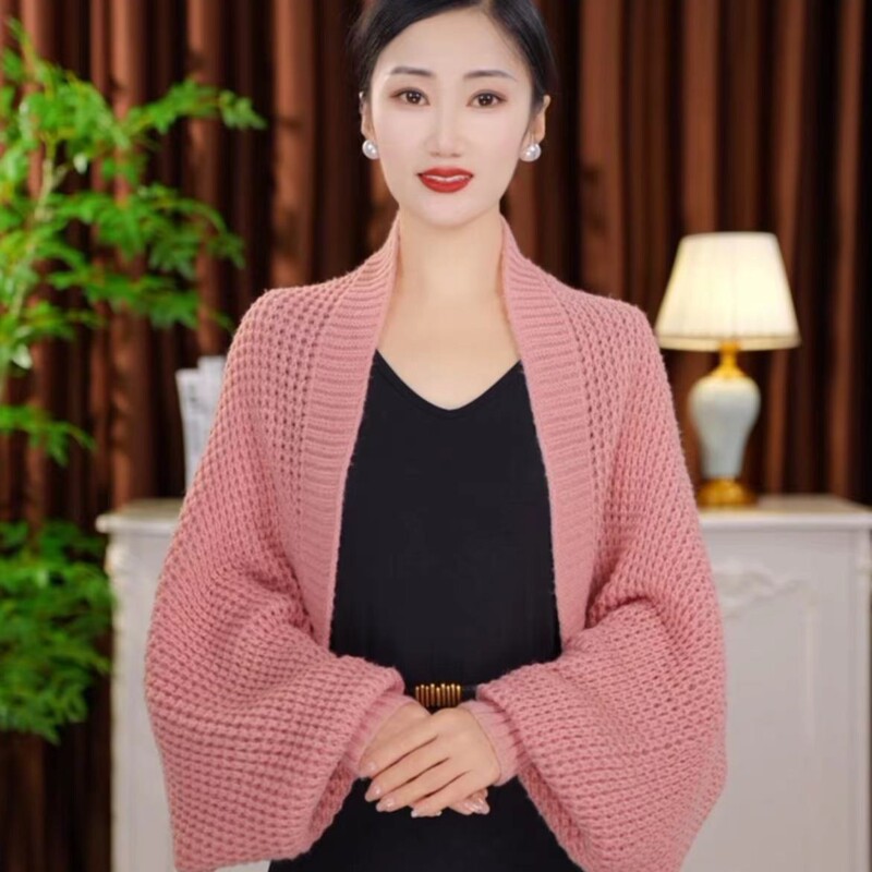 貴婦人メリヤスカーディガン秋冬保温長袖ストール柔らかい肌の質感ストール|undefined