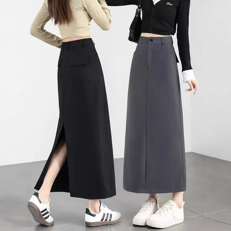 2025 Suit High-Waisted Skirt for Women Spring and Summer High-Waisted Draped A-Line Long Skirt Slit Straight One-Step Hip-Hugging Skirt 2025 Suit High-Waisted Skirt for Women Spring and Summer High-Waisted Draped A-Line Long Skirt Slit Straight One-Step Hip-Hugging Skirt
