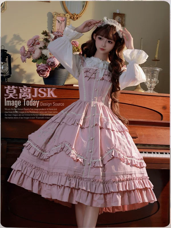 Платье в стиле JSK Лолита, вышит bodice, многослойные воланы, размер S