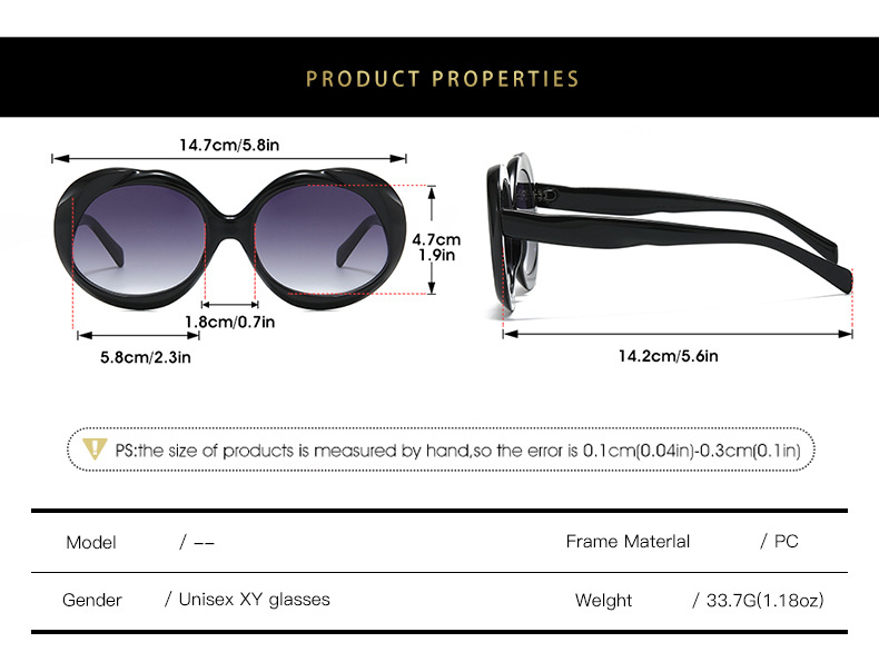 60g Weight Full Frame Glasses Structure Sunglasses Classification PC, UV400 Protection Lens Material Oval Frame Glasses Style Outdoor, Travel Occasion Solid Color Pattern All Seasons Season Unisex Gender Basic, Retro Style Black Color Basic Retro Solid Color PC UV400 Protection Oval Frame Full Frame Women's Sunglasses 4