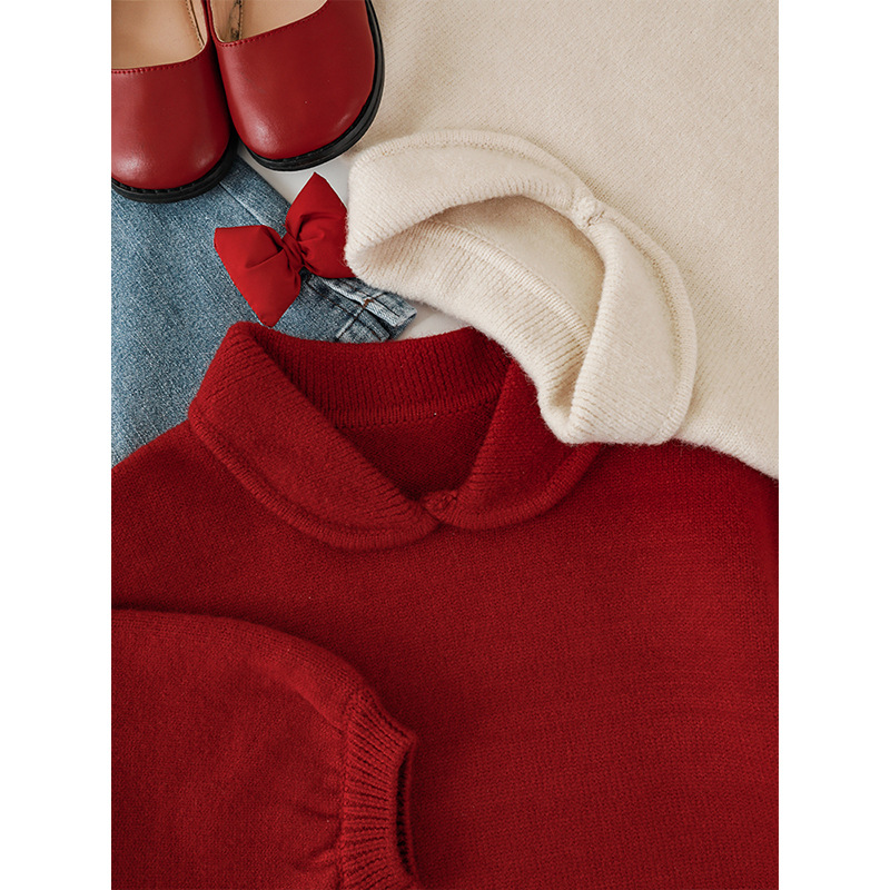 Suéter simple del color sólido de las muchachas lindas de Qiuduo 2024 Suéter glutinoso suave grueso del estilo coreano de los nuevos niños del invierno