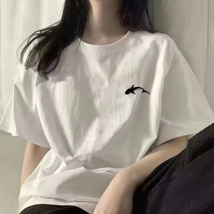 100% Pure Cotton Short-Sleeved T-Shirt for Women 2026 Summer New Style Student Korean Style Loose Ins White Half-Sleeved Versatile Top