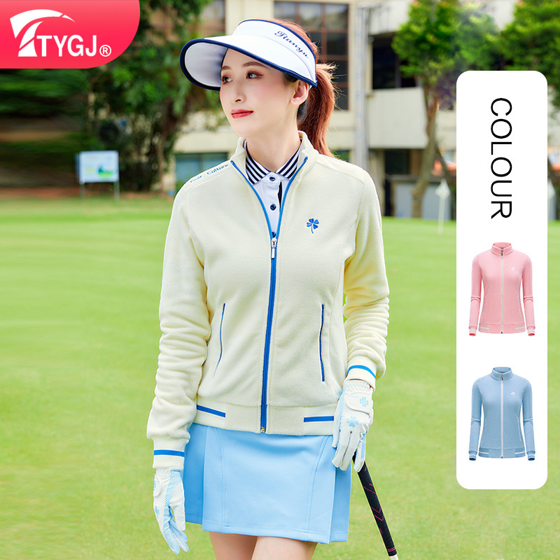 TTYGJ golf clothing autumn and winter women's fleece coat zipper jacket collar warm sportswear