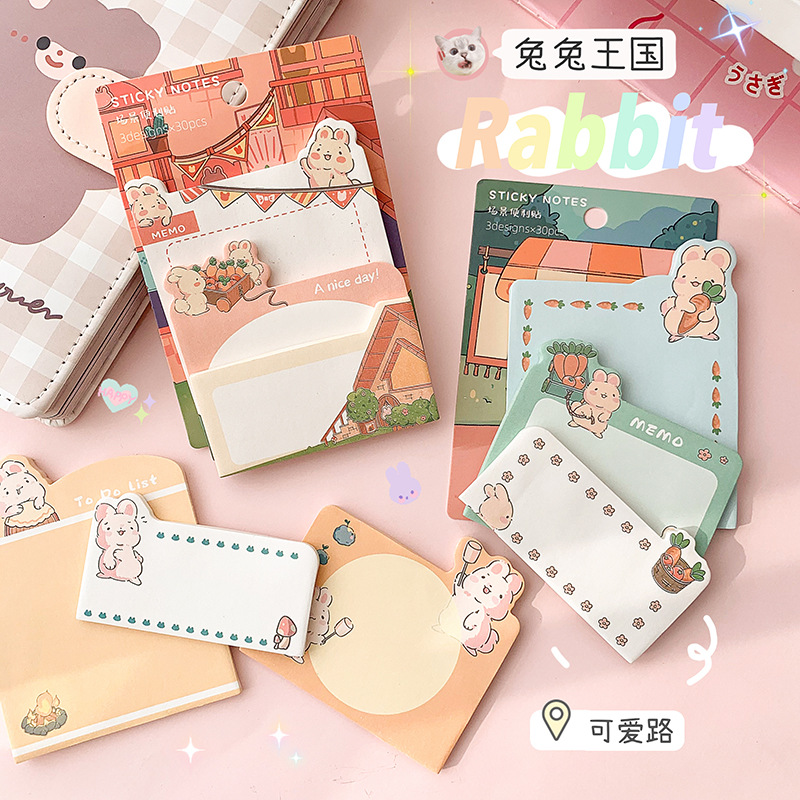 Creative cartoon pattern sticky note cute special-shaped combination notepad memo message note n times sticker can be peeled off