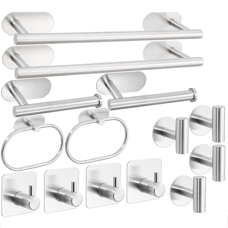 Toallero de baño transfronterizo Toallero de baño de cinco piezas Toallero de baño de acero inoxidable sin perforación para hotel