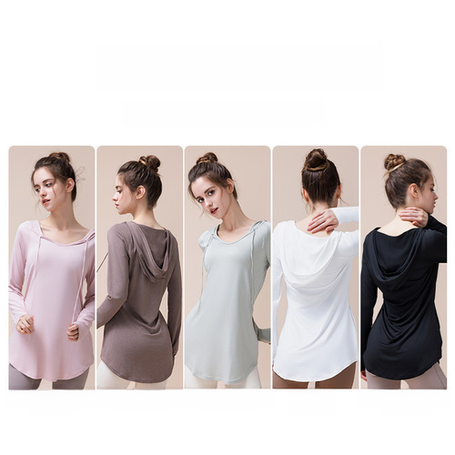 Women's Loose-Fitting Slimming Hooded Sweatshirt for Autumn/Winter Casual Yoga Clothes Sports Exercise Long Sleeve for Plus Size