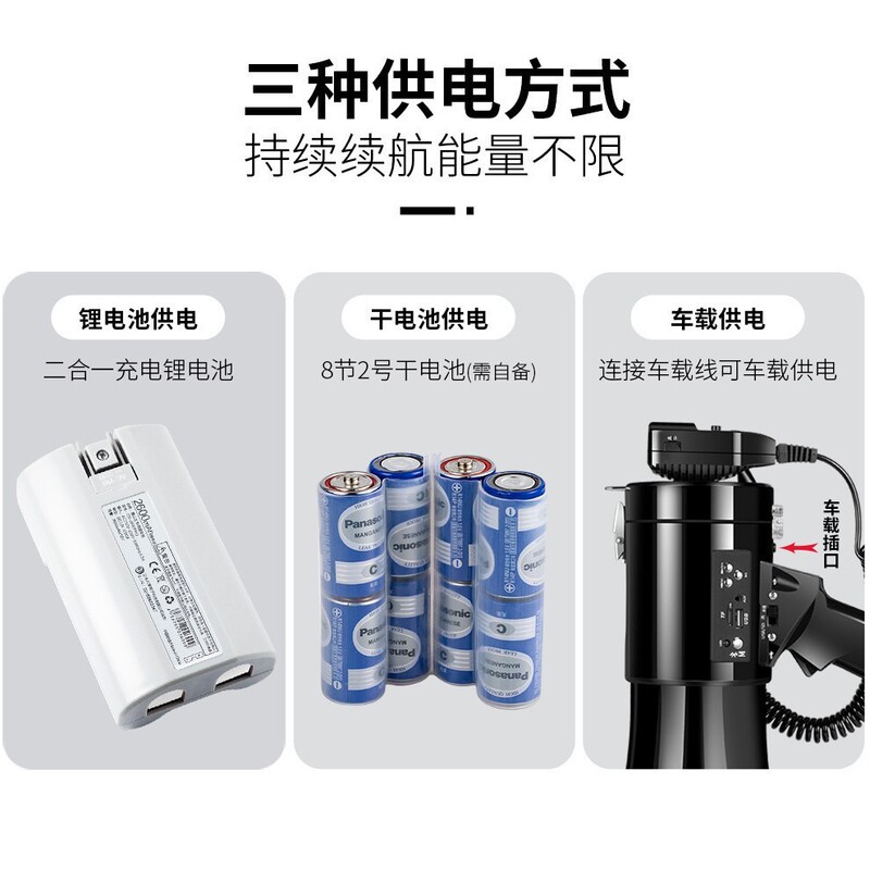 雷公王CR-87多功能蓝牙手持扩音器大功率喊话器宣传巡防户外喇叭|undefined