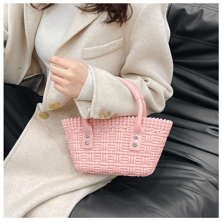 2025 New trendy and versatile crossbody mini vegetable basket jelly bag, fashionable hand-held woven bag, mini tote women's bag undefined