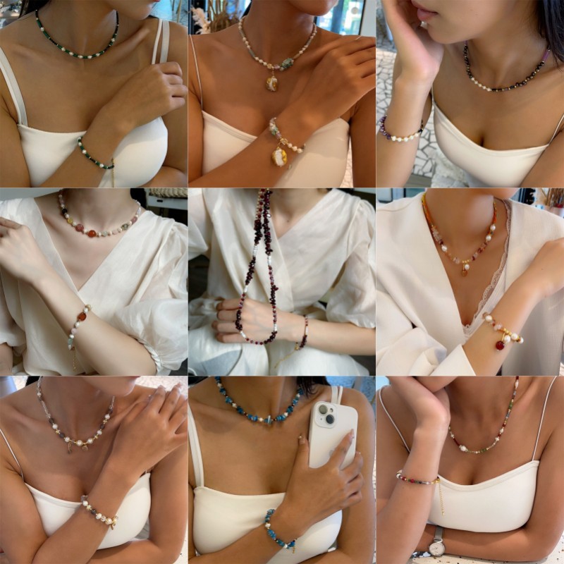 Luz de lujo personalidad barroco irregular rosa piedra de agua dulce perla pulsera temperamento femenino drawable grava pulsera