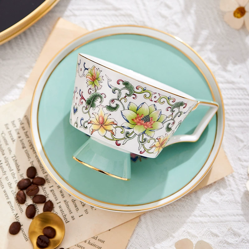 Coffee set, luxurious ceramic afternoon tea, tea cup