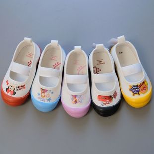 Japanese Export Spring & Fall Square-Mouth Flats for Boys and Girls, Kidsren's Canvas Shoes, Kindergarten Indoor Shoes for 2-8 Years Old